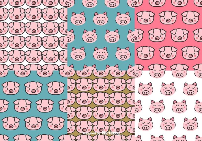 Pig Face Pattern Set vector