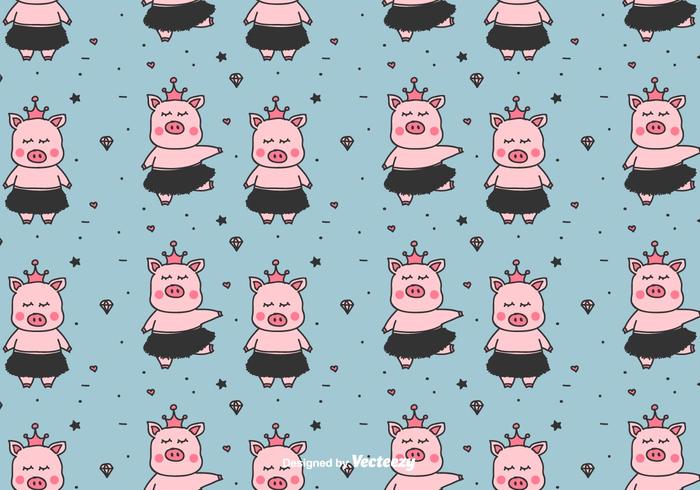 Pequeño Ballerinas Pigs Vector Pattern