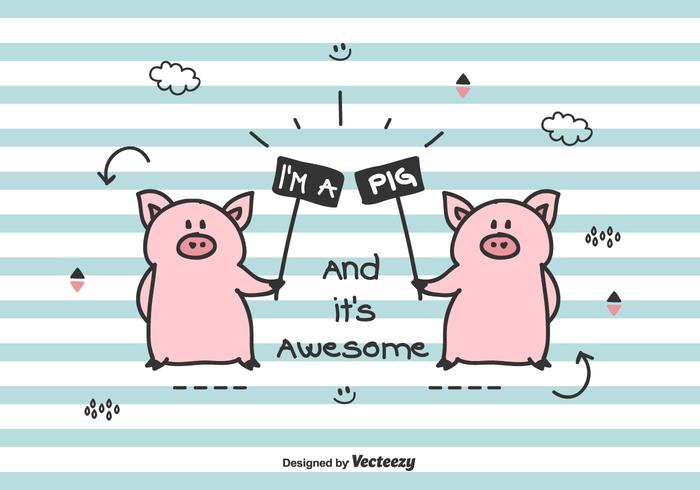 Doodle Pigs Vector Illustration