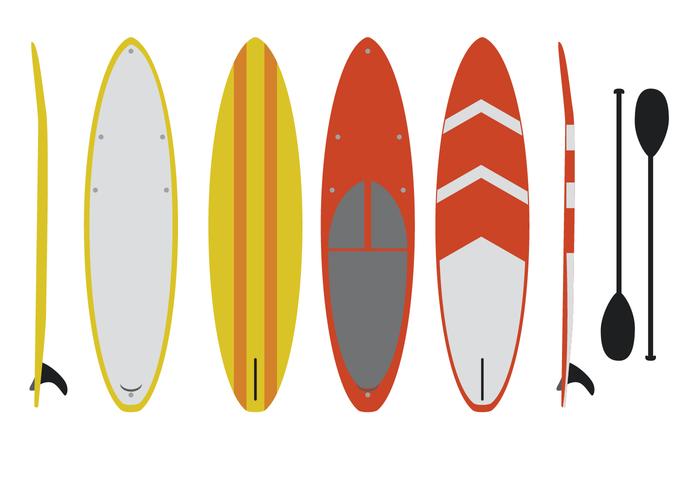 Flat Paddleboard Vector Set