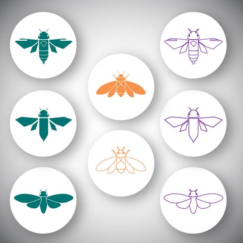 Cicada icon vector set 