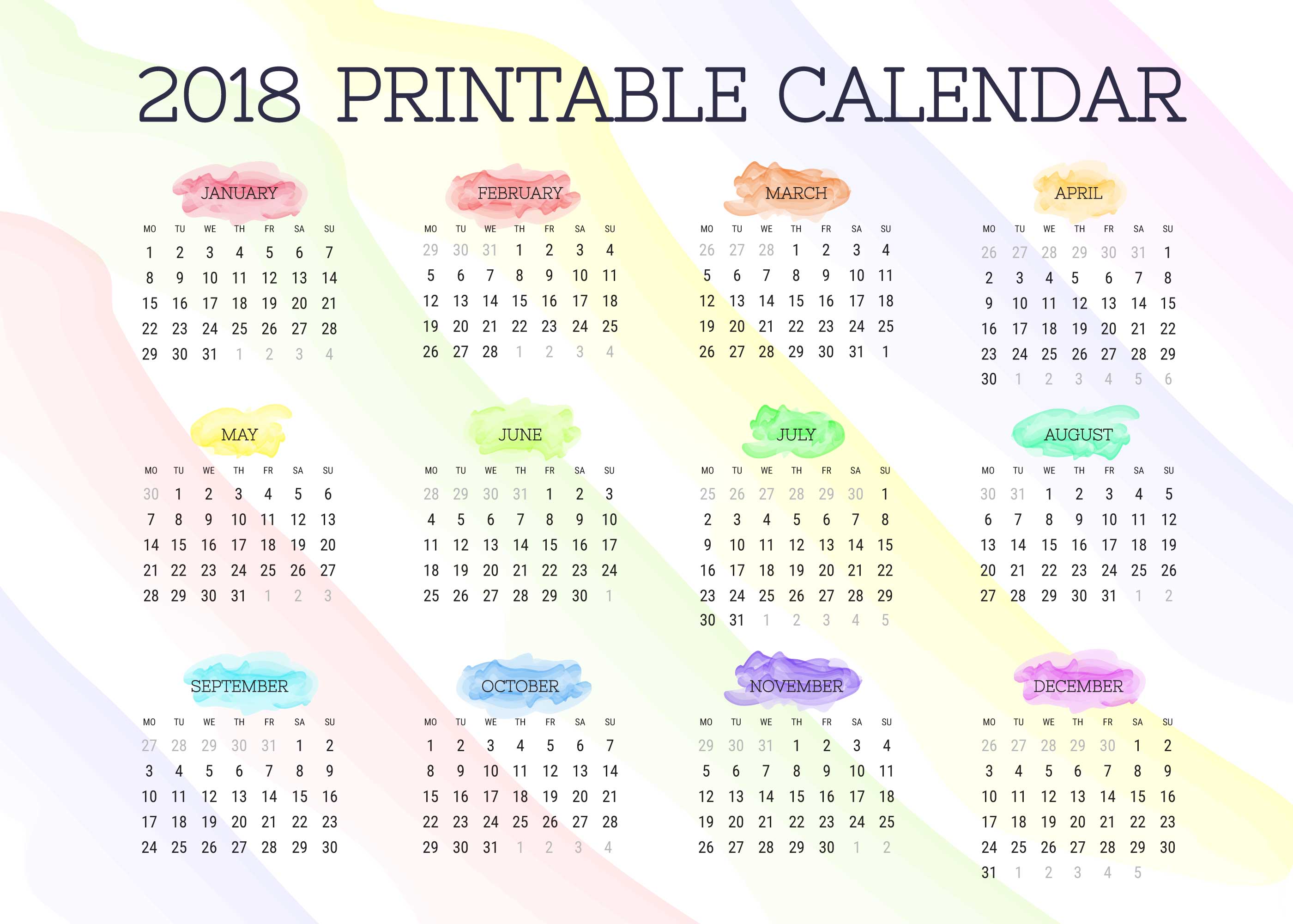 Blank Calendar Vector : Printable watercolor calendar vector download free Blank Calendar Vector : Printable watercolor calendar vector download free