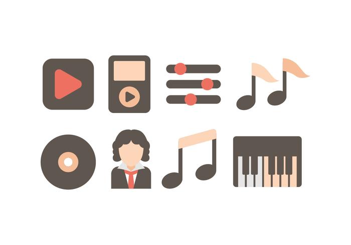 Conjunto de iconos de música de Beethoven vector