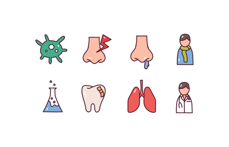 Sinusitis icon set vector