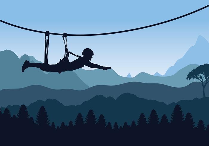 Blue Sunset Zipline Free Vector