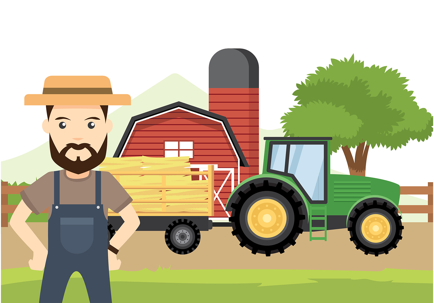 Download the Hayride With Farmer Free Vector 172273
