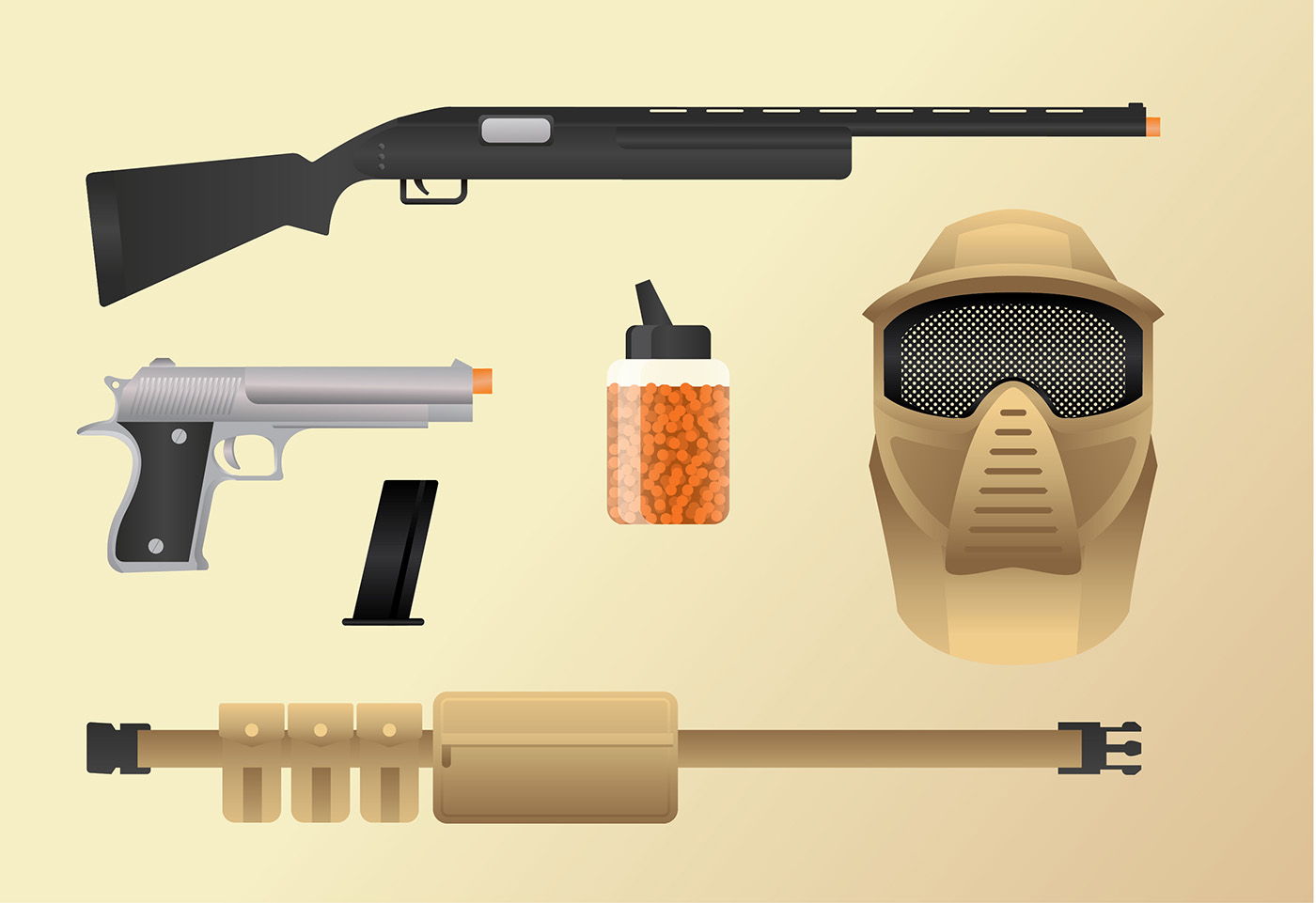 Airsoft Loadout Equipment Free Vector 172278 Vector Art at Vecteezy
