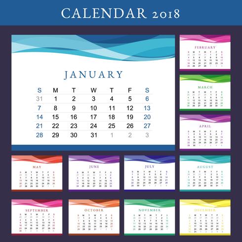 Printable Calendar 2018 Vector