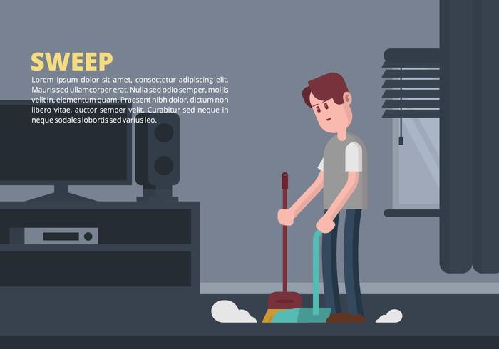 Man Sweeping Illustration vector