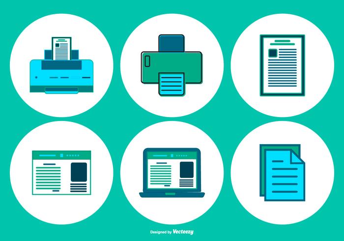 Flat Style Printing Icon Collection vector