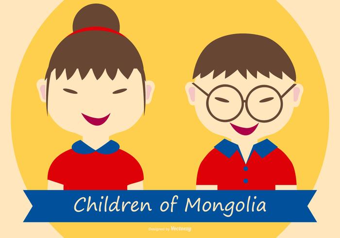 Ilustración de niños lindos de Mongolia vector