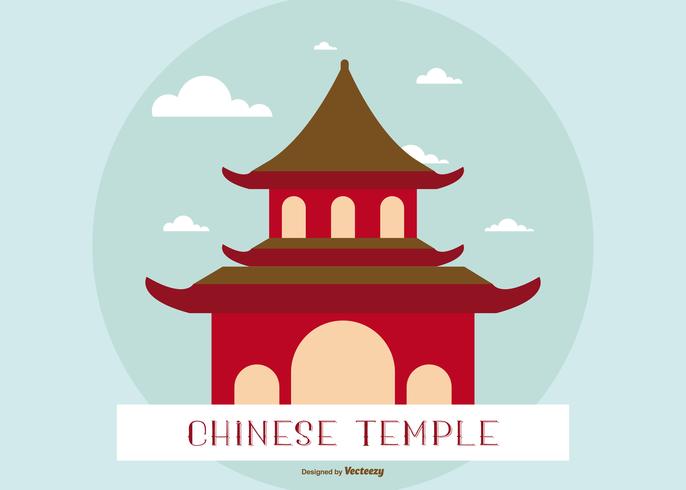 Flat Illustration of a Chinese Temple/Shrine