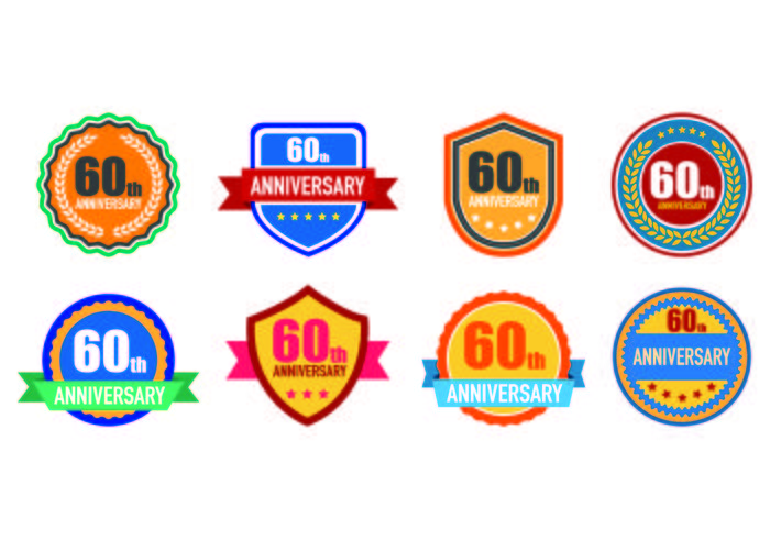 Set Of 60th Badges vector