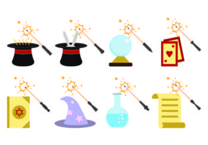 Set Of Magic Stick Icon vector