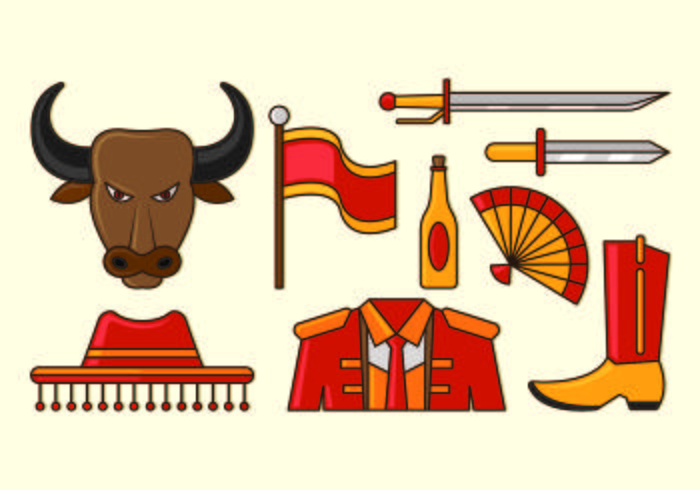 Set Of Bull Fighter Icon vector