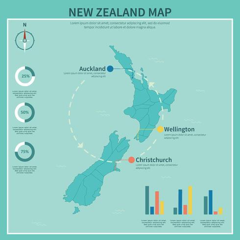 Ilustración de mapas de Nueva Zelanda azul gratis vector