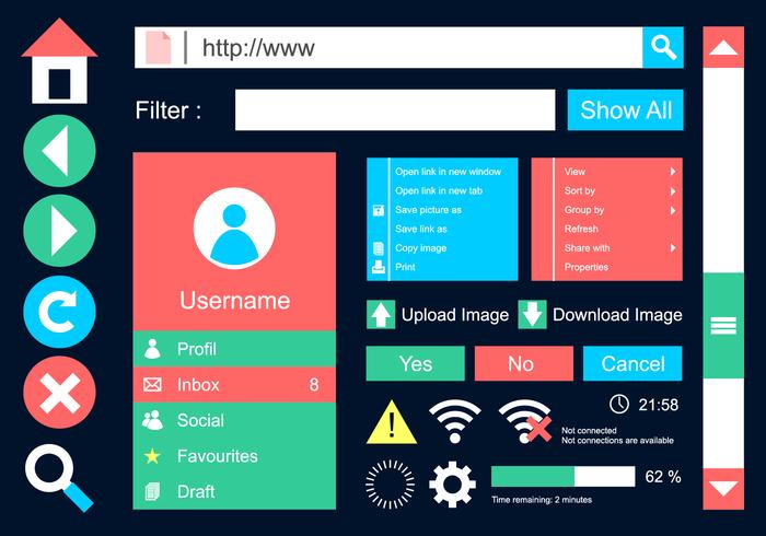UI Collection with Address Bar Free Vector