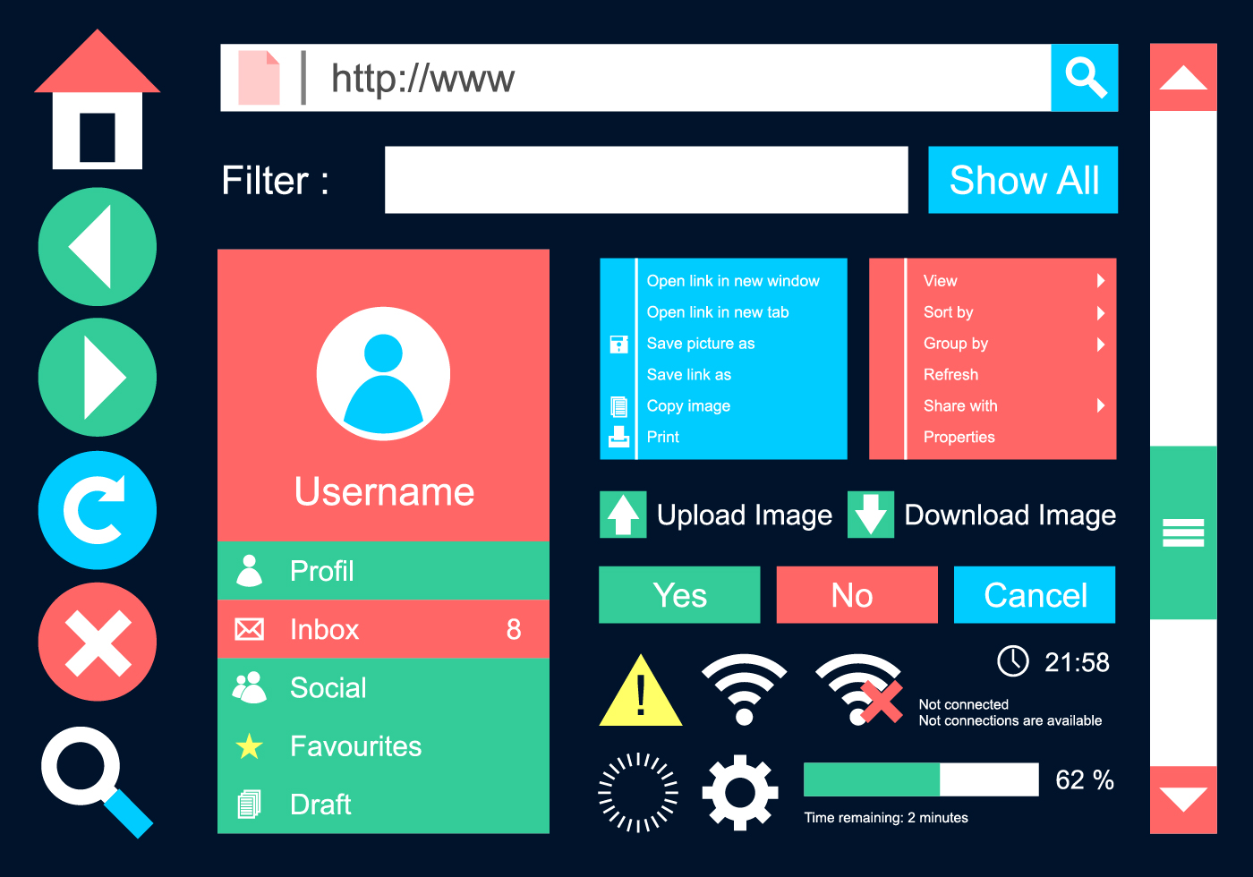 UI Collection with Address Bar Free Vector 172473 Vector Art at Vecteezy