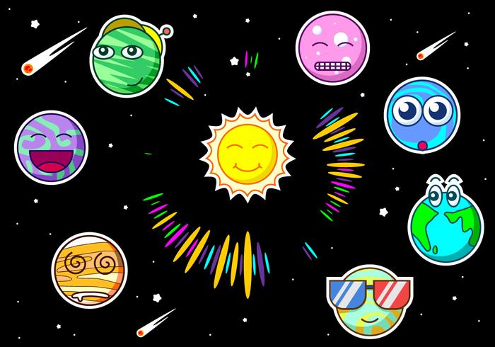 Cute Planets Free Vector