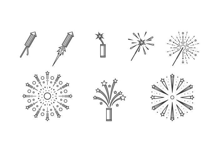 Line Icon Fireworks Free Vector