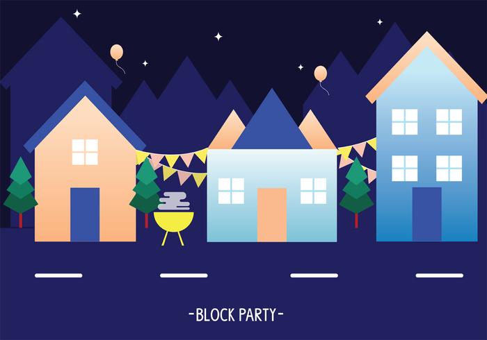 fiesta de bloque en el arte de vector de noche