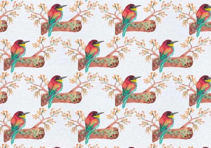 Free Vector Seamless Pattern With Birds on Branch