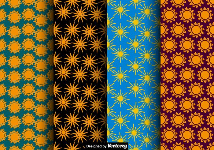 Vector Seamless Sun Icon Patterns