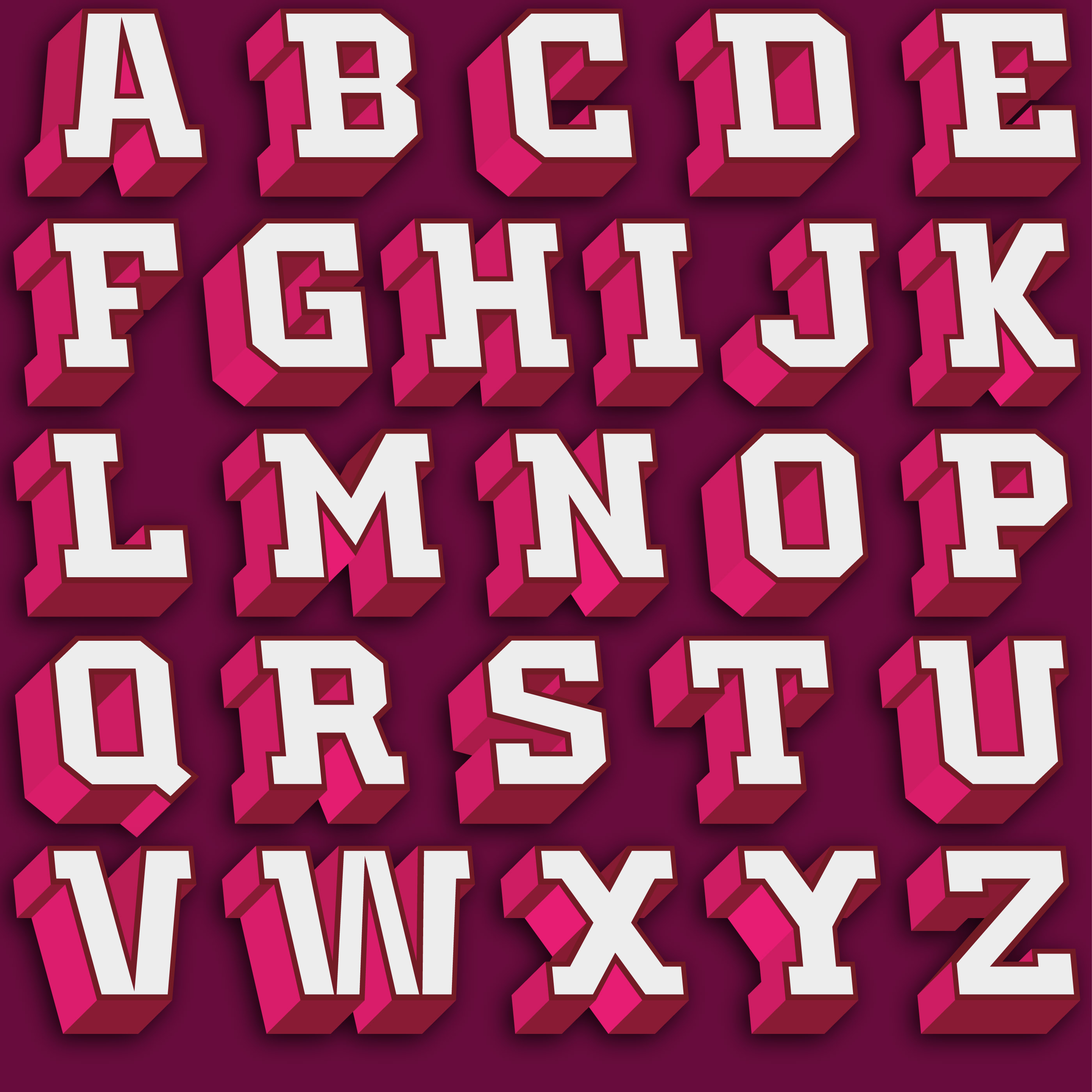 Download Vector Pink And White Retro 3d Font - Download Free ...