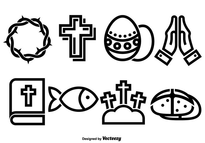 Vector Set Of Flat Icons For Lent And Easter.