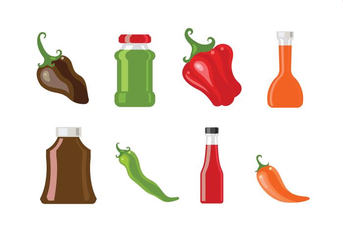 Sauce and chili vector icons