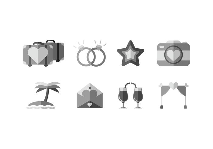 Iconos de vector de playa de boda