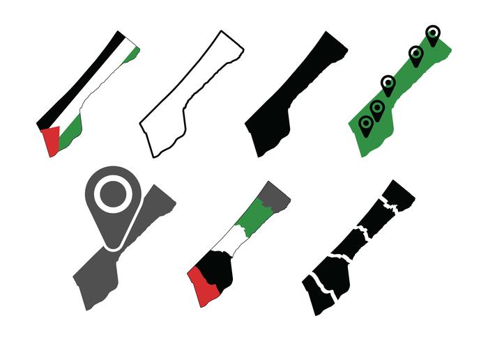 Gaza map set icons vector