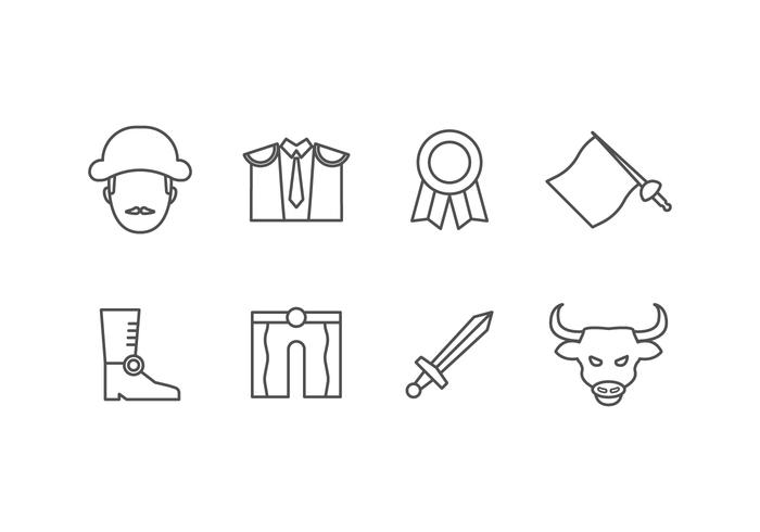 Bullfighter set icons vector