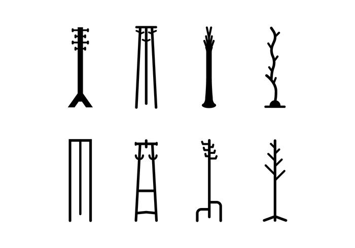 Coat stand set icons vector