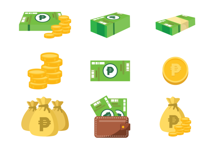 Peso Mexican Money Icons Vector