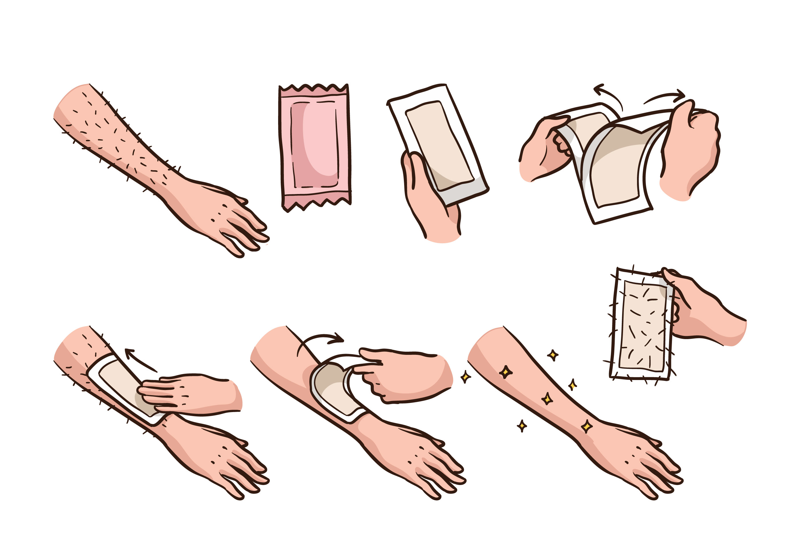Arm Leg Waxing Step 172777 Vector Art at Vecteezy