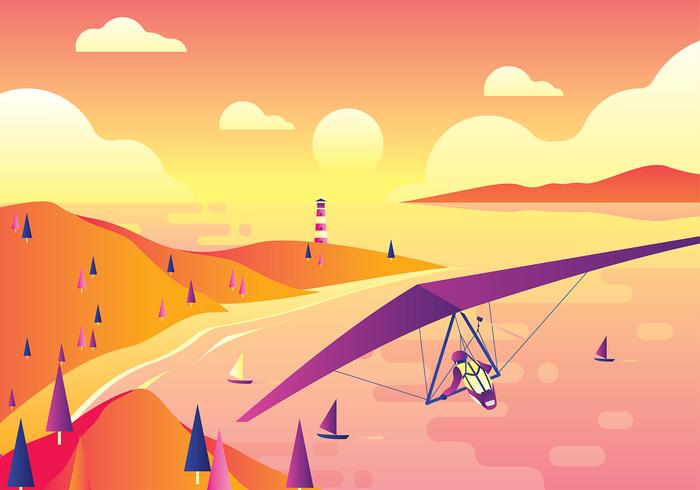 Hang Glider Beach Free Vector