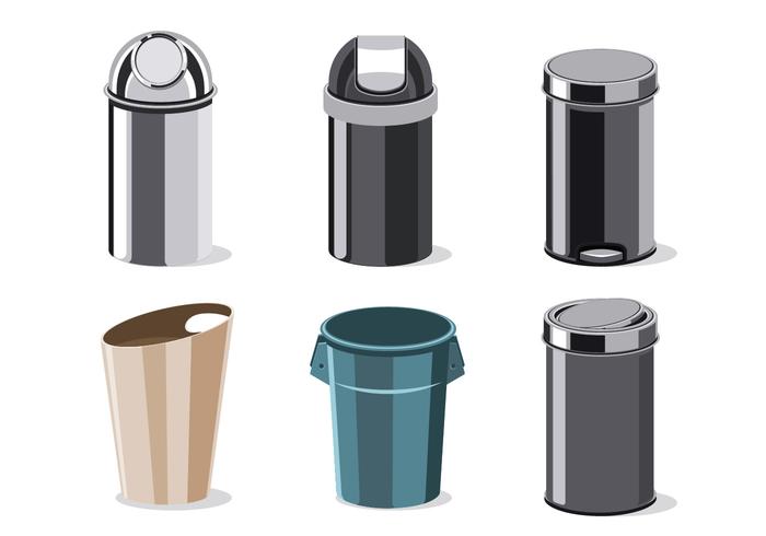Ilustración de la colección de cestos de basura vector