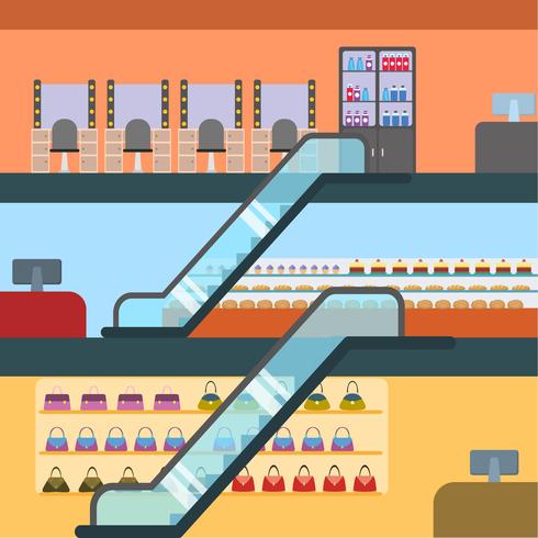 Flat Shopping Centre Vector