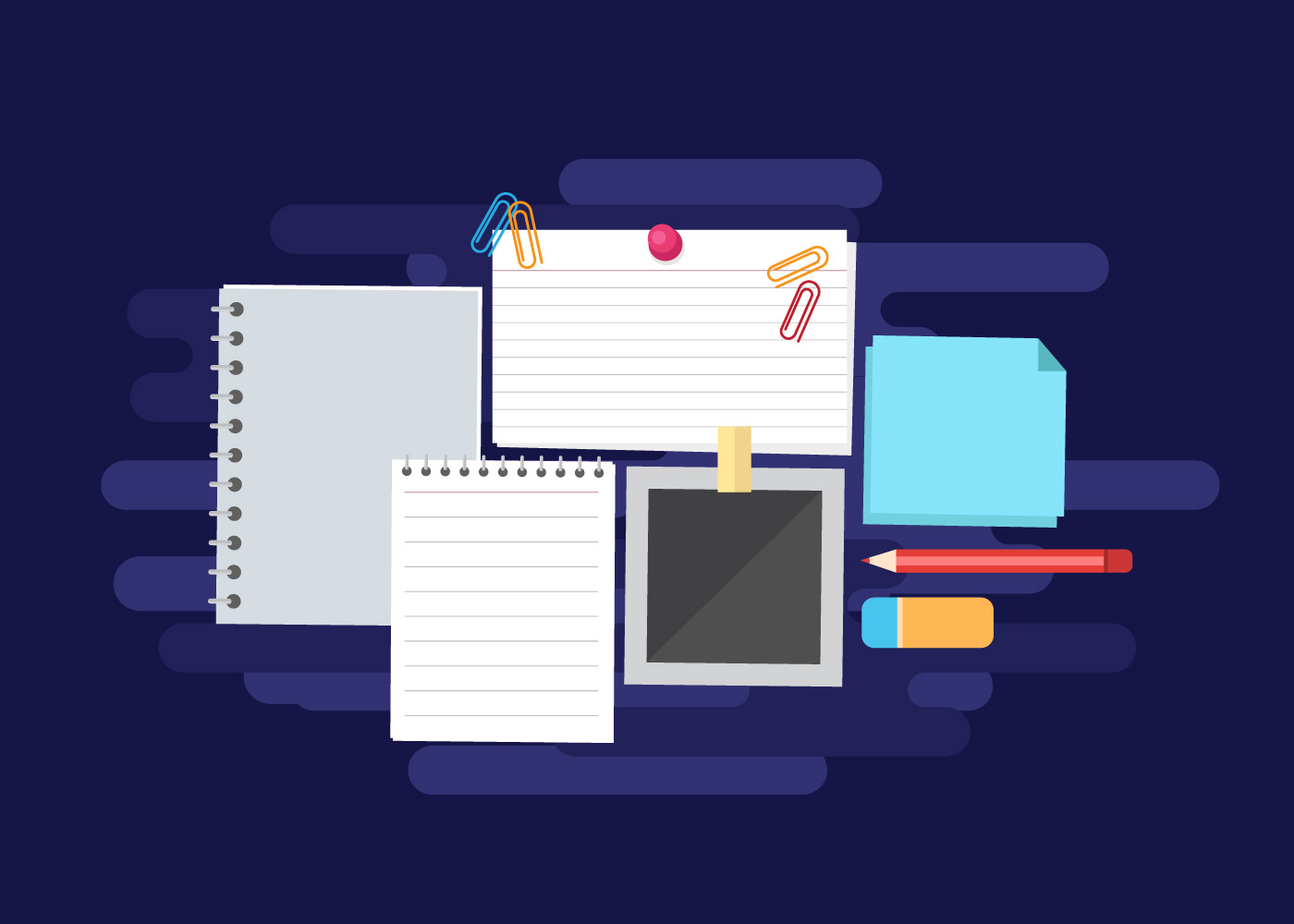 Paper, Index Card and Stationary Vector Illustration 172898 Vector Art