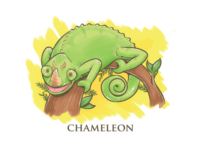 Chameleon Cartoon Illustration vector