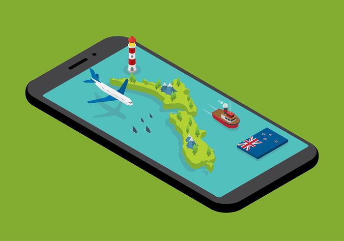 New Zealand Map Isometric Vector