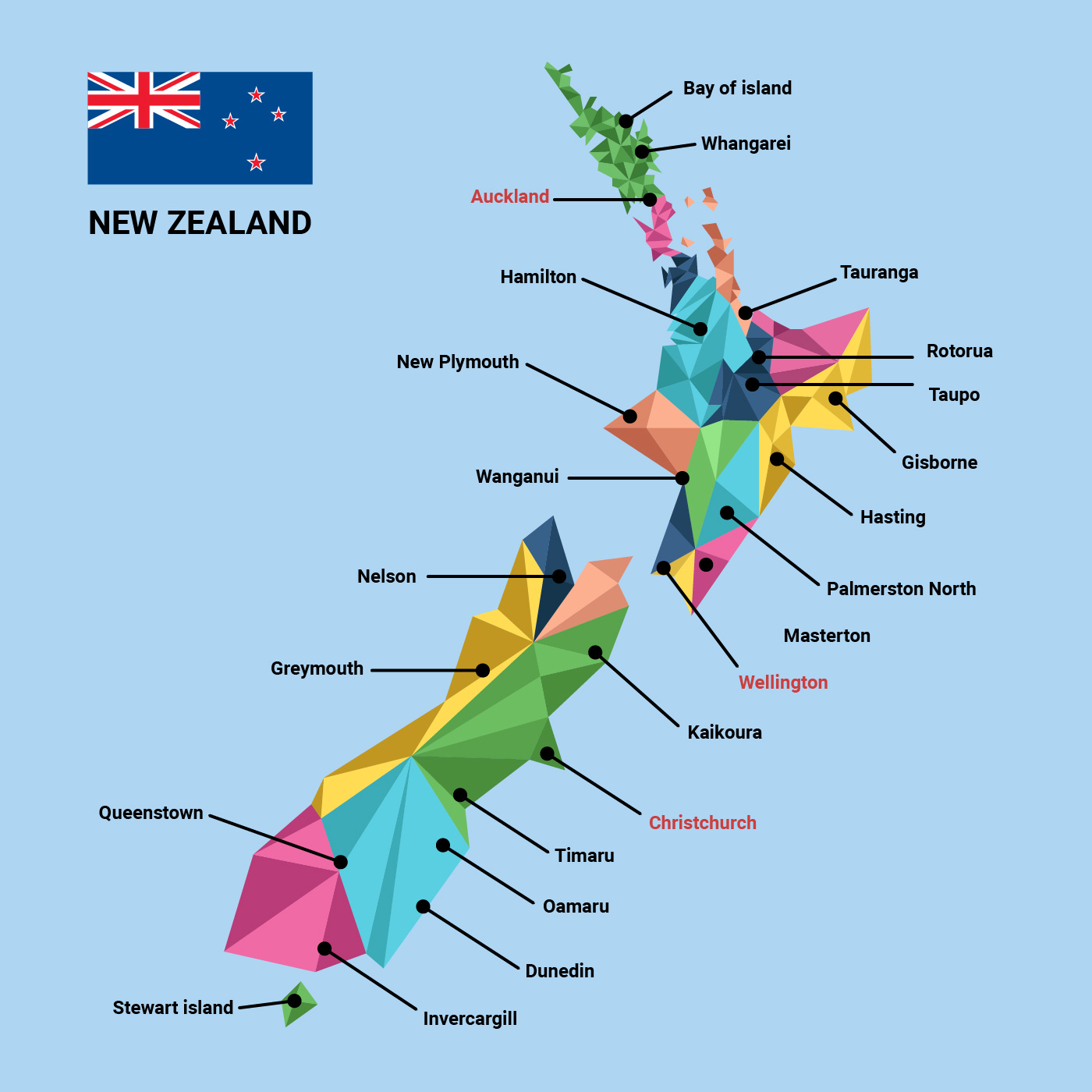 Карта новой зеландии