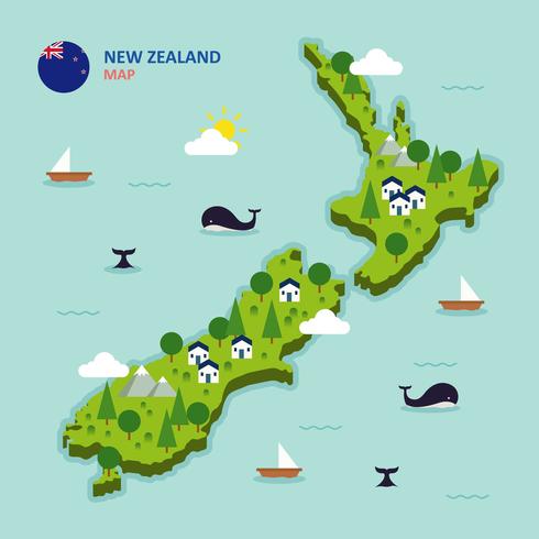 New Zealand Map Illustration vector