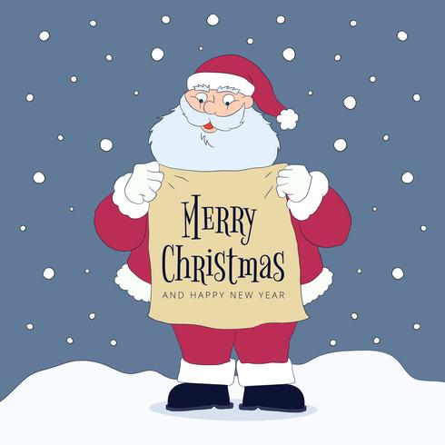 Cute Santa Character Holding Sign With Christmas Message vector