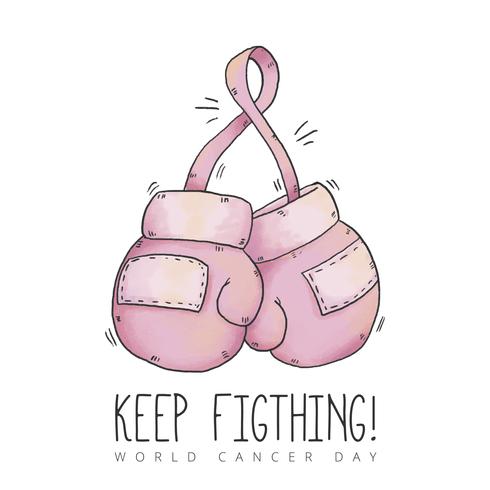 Lindos guantes de boxeo para el día del cáncer vector