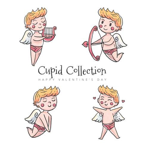 Bonita colección de personajes de Cupido vector