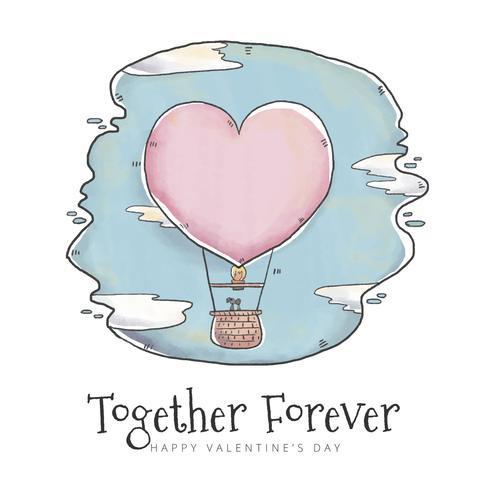 Cute Air Ballon With Heart Shape In Skype vector