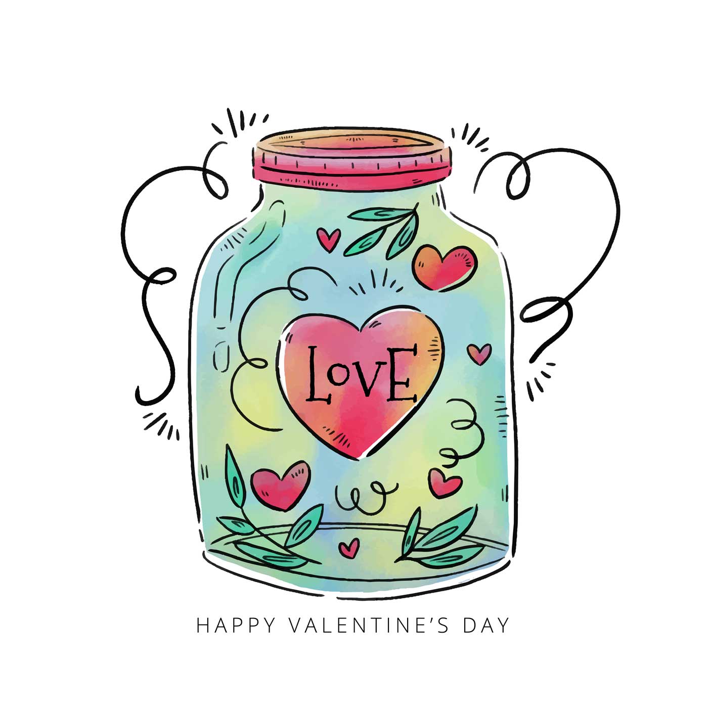 Cute Jar With Heart, Leaves And Ornaments Inside 172985 Vector Art at