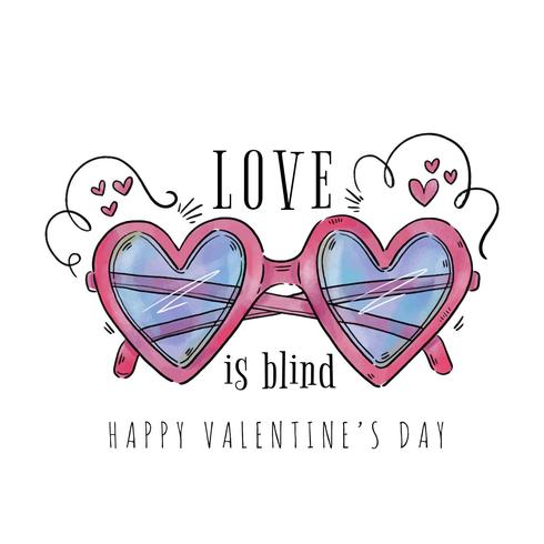 Cute Heart Shaped Pink Eyeglasses To Valentine's day vector